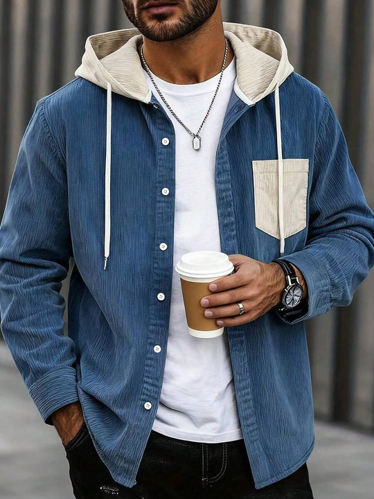 Leichter Cord Hoodie Herren Kapuze College Stil
