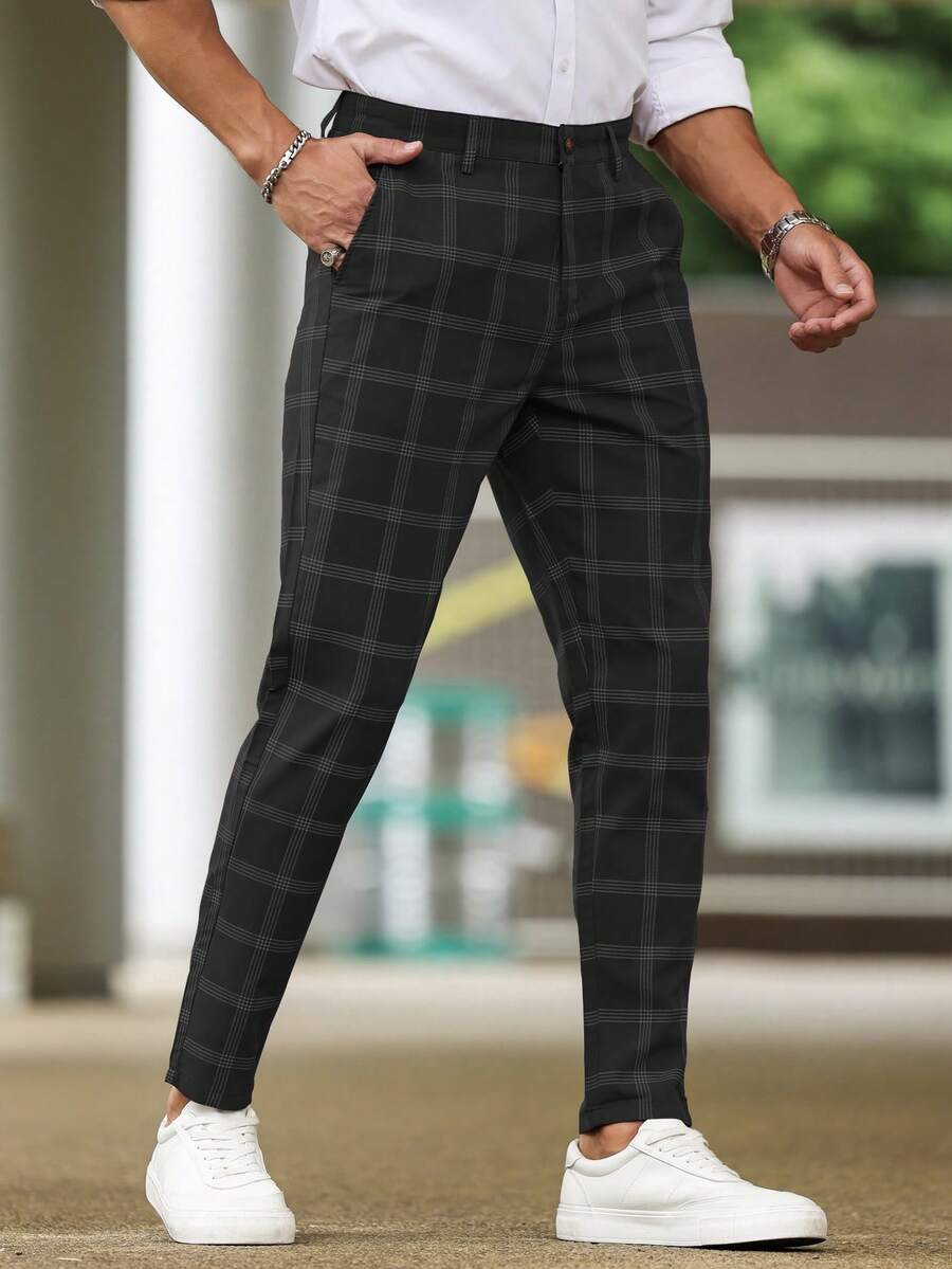 Karierte Anzughose Herren Schmal Business Zeremonie