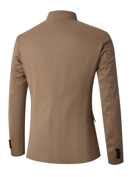 Minimalistischer Blazer Herren Stehkragen Gefüttert