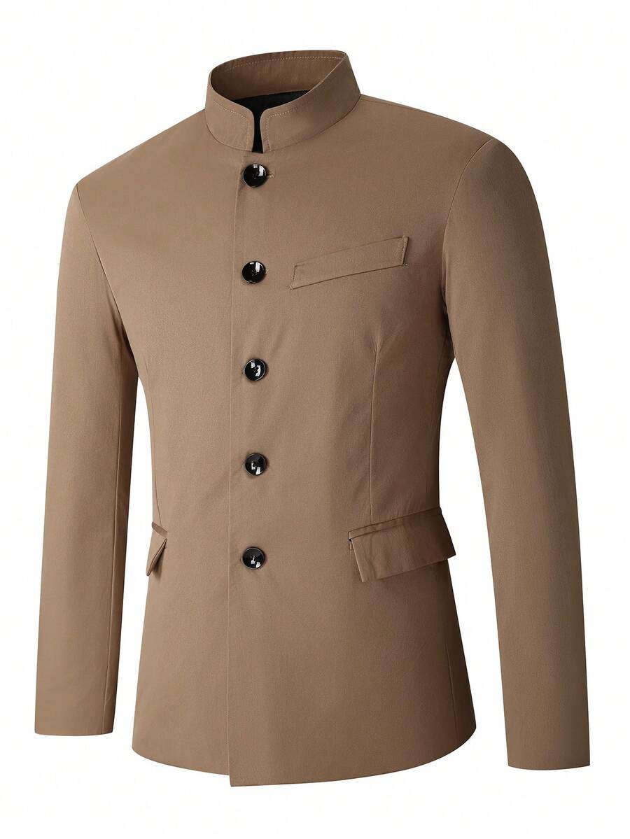Minimalistischer Blazer Herren Stehkragen Gefüttert