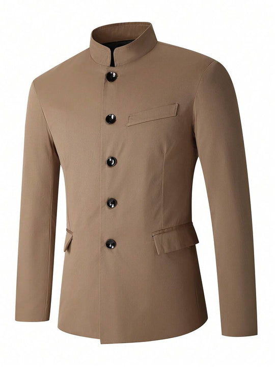 Minimalistischer Blazer Herren Stehkragen Gefüttert