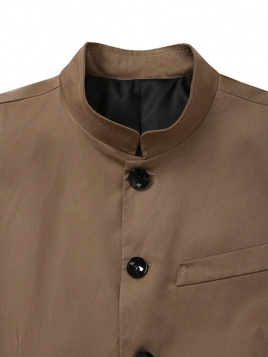 Minimalistischer Blazer Herren Stehkragen Gefüttert