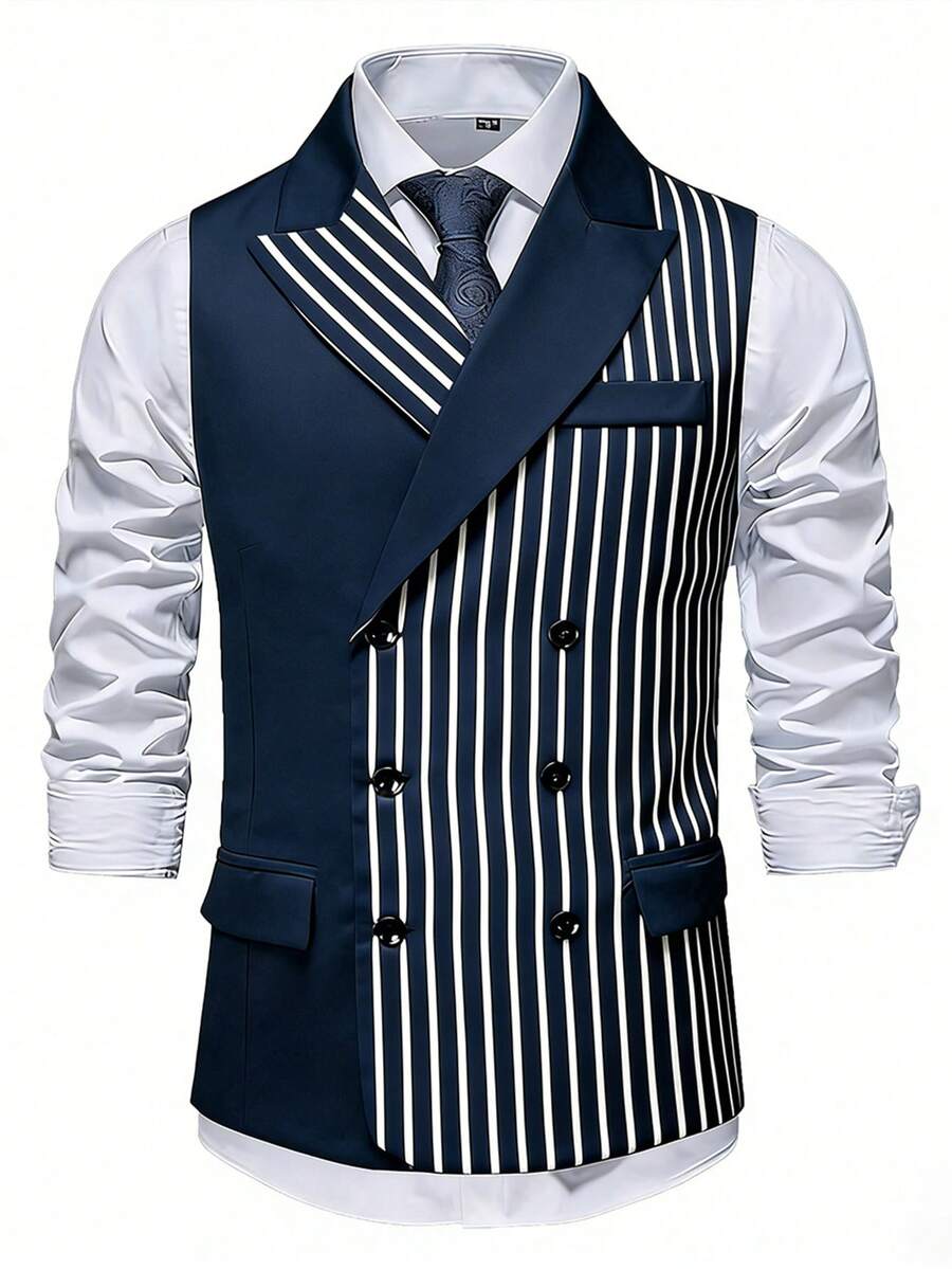 Zweireihige Anzugweste Herren Slim Fit Business