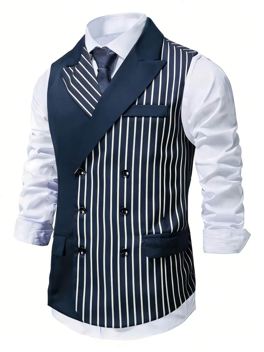 Zweireihige Anzugweste Herren Slim Fit Business