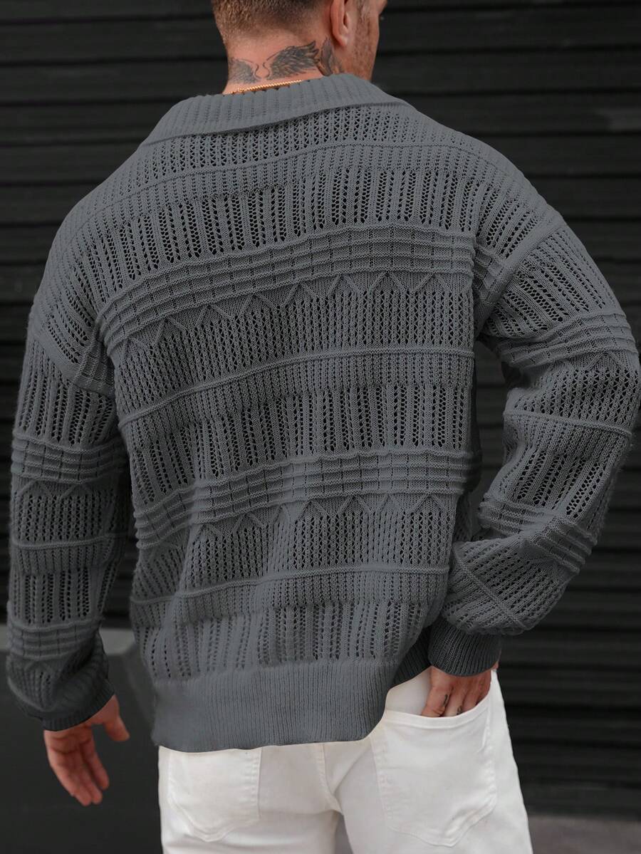 Minimalistischer Strickpullover Herren mit Kragen