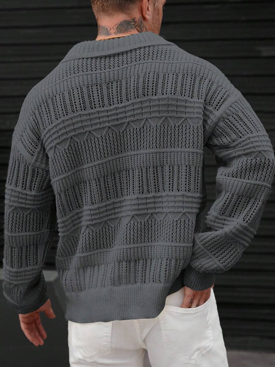 Minimalistischer Strickpullover Herren mit Kragen