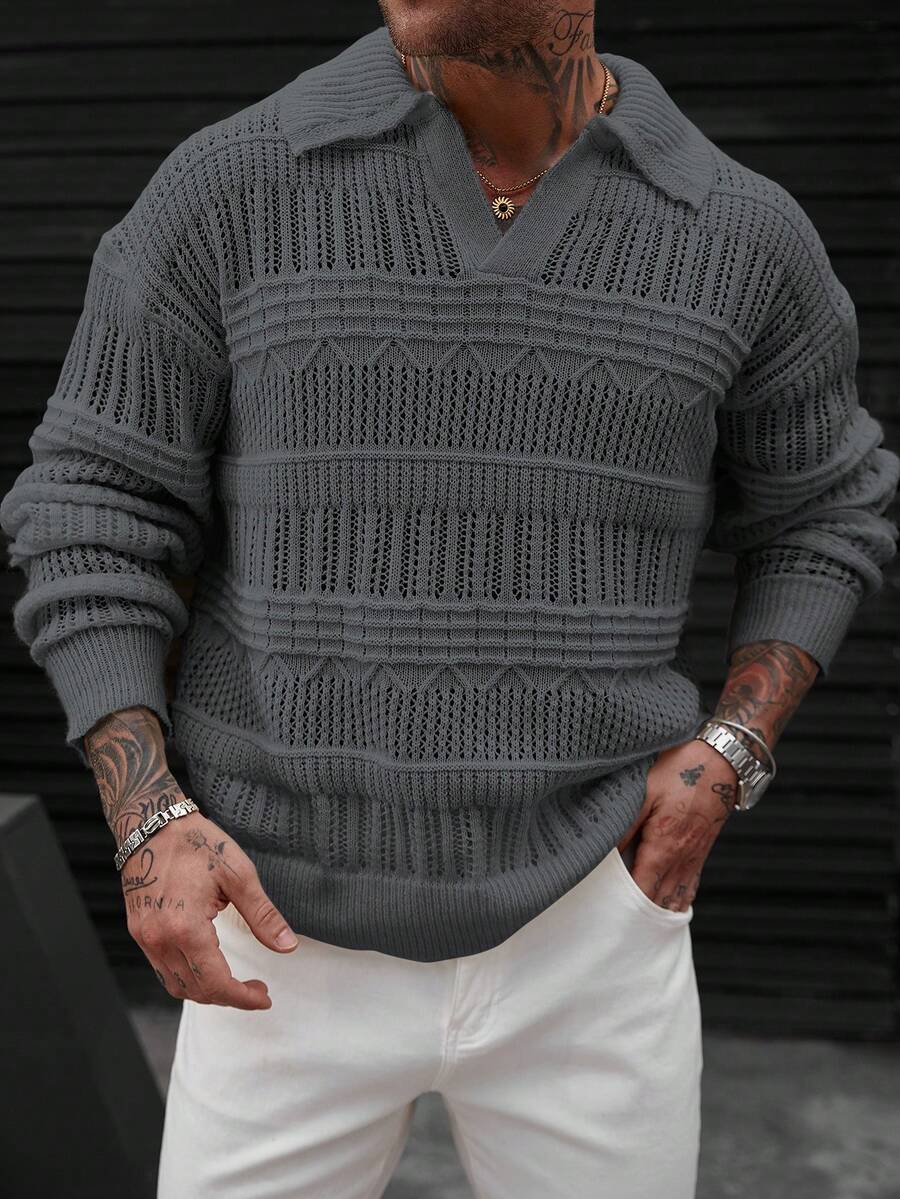 Minimalistischer Strickpullover Herren mit Kragen