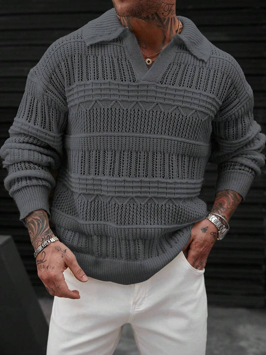 Minimalistischer Strickpullover Herren mit Kragen