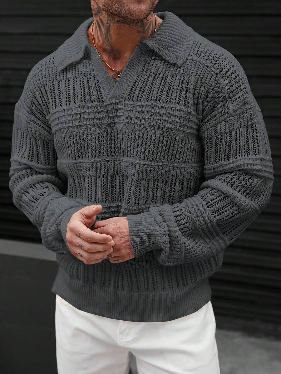 Minimalistischer Strickpullover Herren mit Kragen