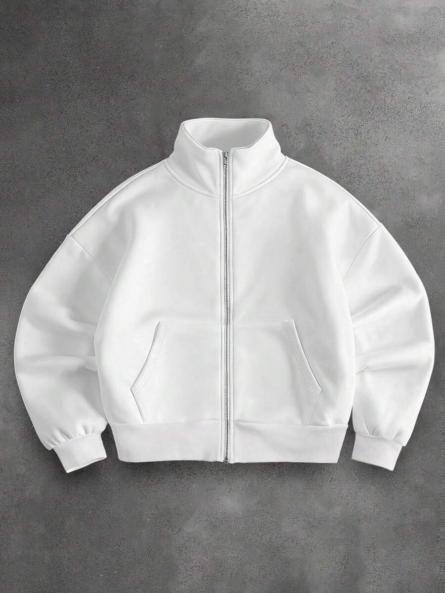Zip Sweatjacke Herren Stehkragen Oversized Strick