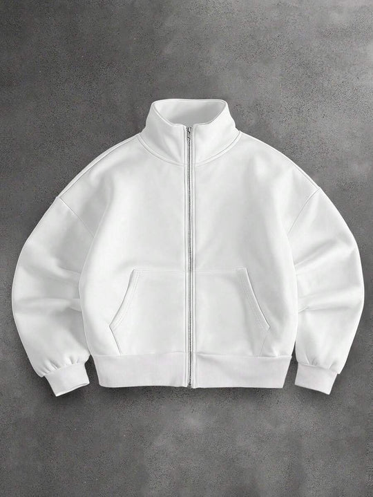 Zip Sweatjacke Herren Stehkragen Oversized Strick
