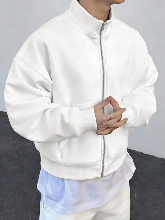 Zip Sweatjacke Herren Stehkragen Oversized Strick