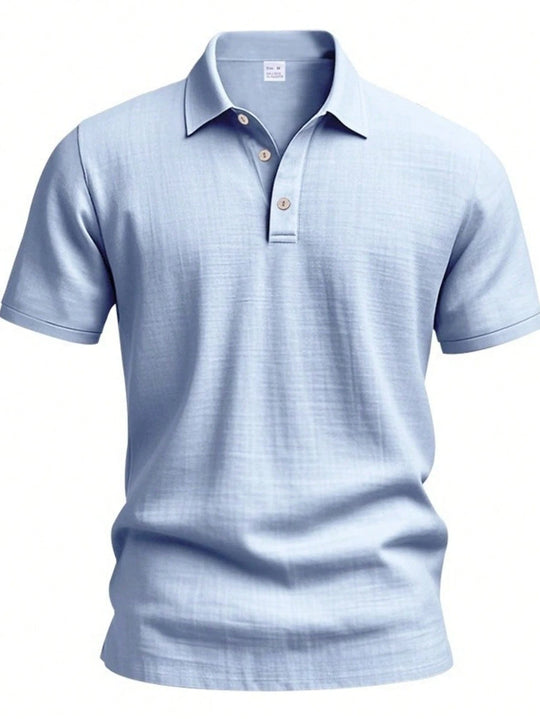 Men's Linen Henley V-Neck Short Sleeve Casual Beach Vacation Shirt