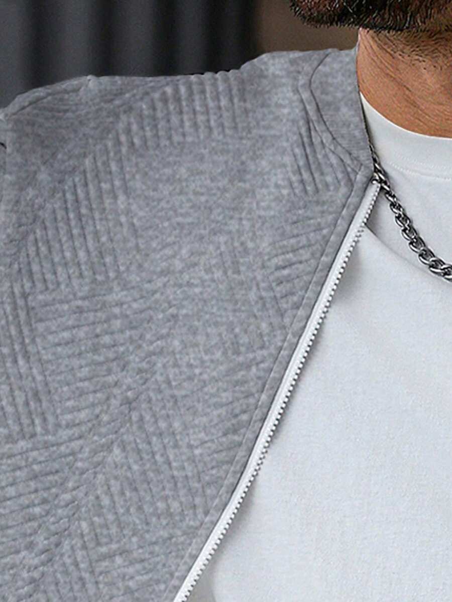 Strukturierte Bomberjacke Herren Zip Rippbündchen