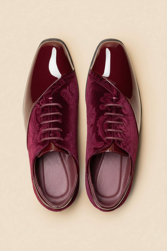 Samt Oxford Anzugschuhe Herren Bestickt Festlich Abend