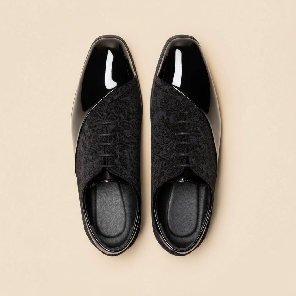 Samt Oxford Anzugschuhe Herren Bestickt Festlich Abend