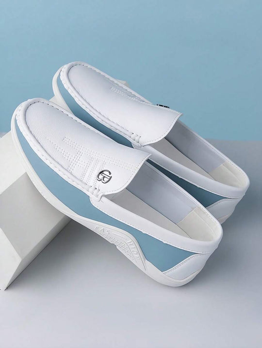 Zweifarbige Slip-On Loafer Herren Kunstleder Fahrschuhe