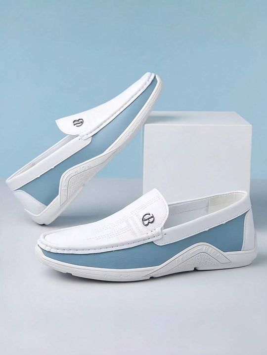 Zweifarbige Slip-On Loafer Herren Kunstleder Fahrschuhe