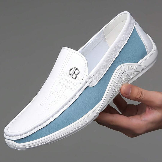 Zweifarbige Slip-On Loafer Herren Kunstleder Fahrschuhe