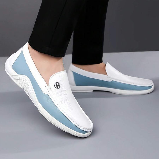 Zweifarbige Slip-On Loafer Herren Kunstleder Fahrschuhe