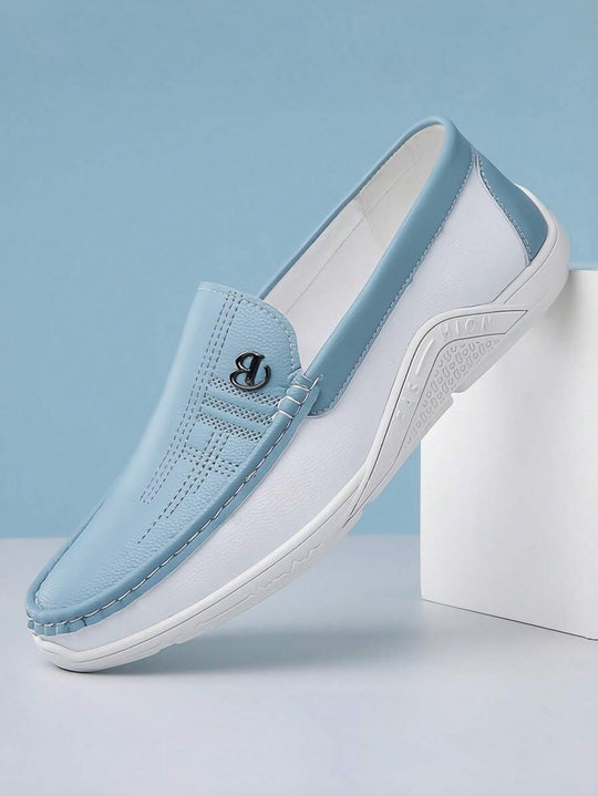 Zweifarbige Slip-On Loafer Herren Kunstleder Fahrschuhe