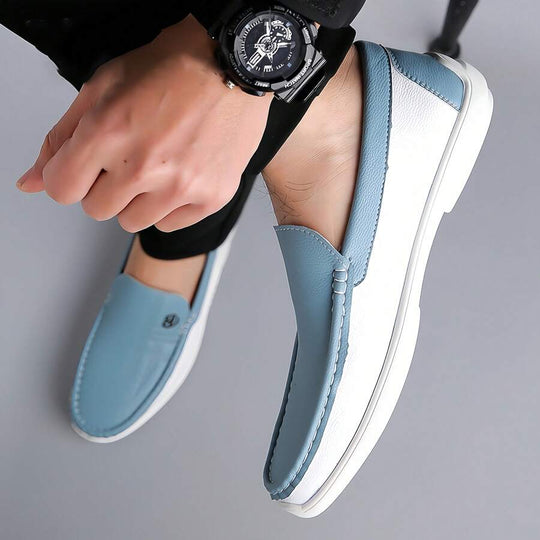 Zweifarbige Slip-On Loafer Herren Kunstleder Fahrschuhe