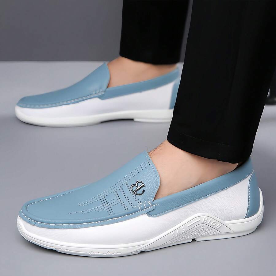 Zweifarbige Slip-On Loafer Herren Kunstleder Fahrschuhe