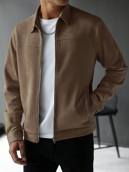 Schlichte Zip Jacke Herren Kragen Übergangsjacke