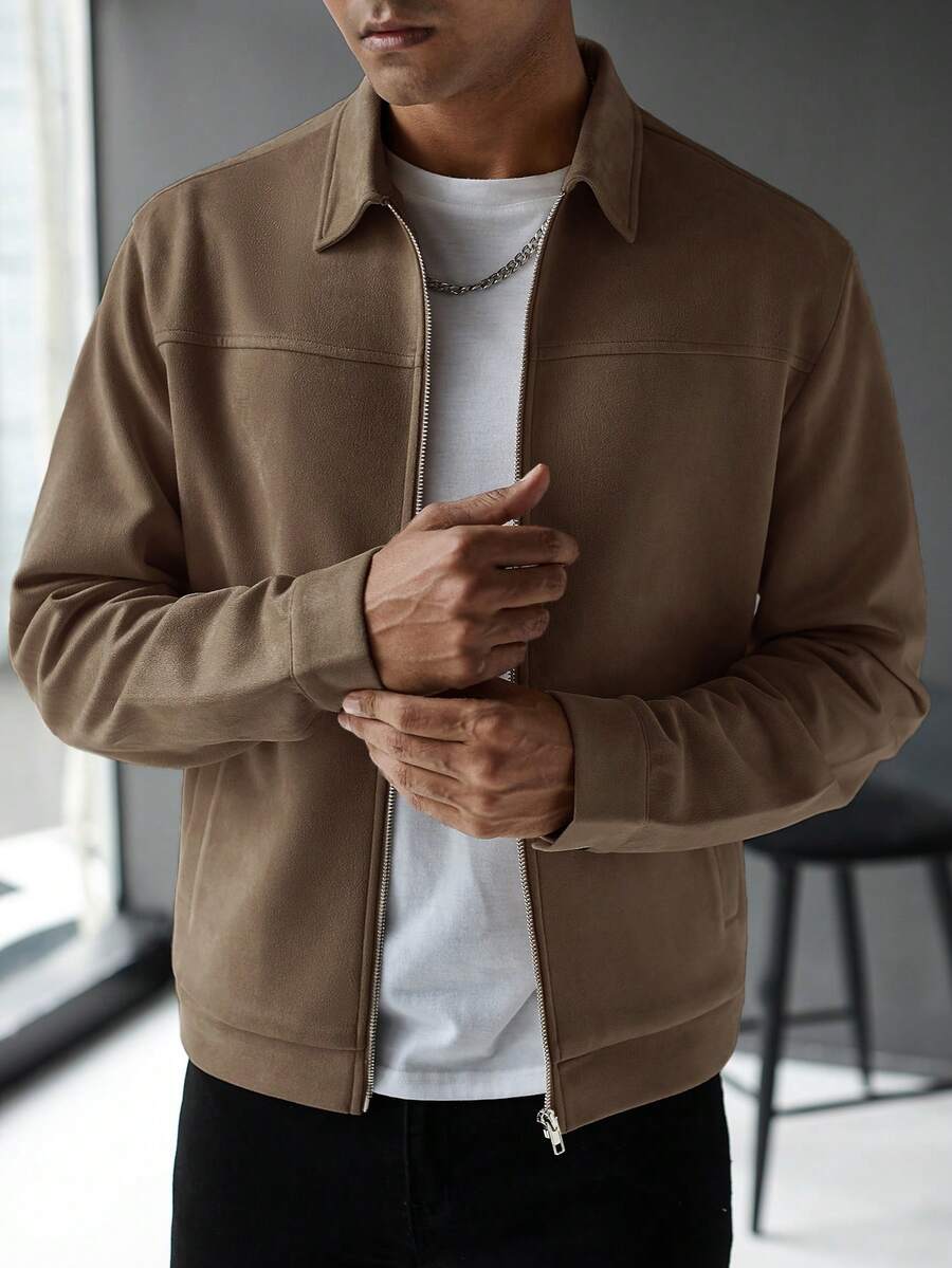 Schlichte Zip Jacke Herren Kragen Übergangsjacke