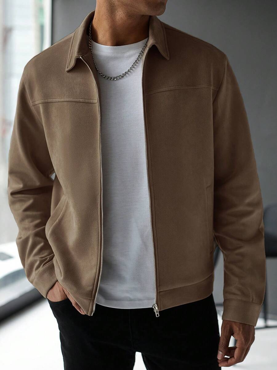Schlichte Zip Jacke Herren Kragen Übergangsjacke