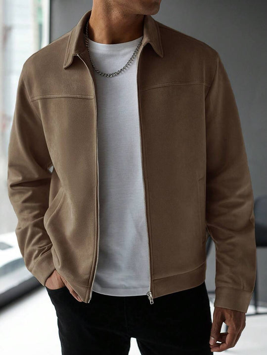 Schlichte Zip Jacke Herren Kragen Übergangsjacke