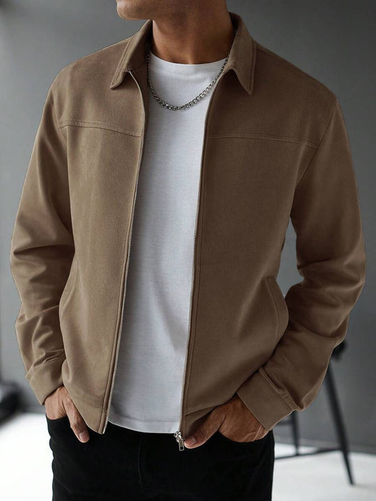 Schlichte Zip Jacke Herren Kragen Übergangsjacke