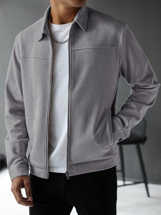 Schlichte Zip Jacke Herren Kragen Übergangsjacke