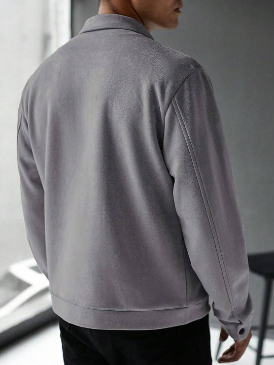Schlichte Zip Jacke Herren Kragen Übergangsjacke