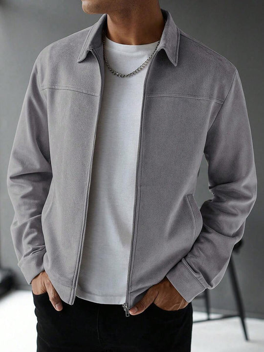 Schlichte Zip Jacke Herren Kragen Übergangsjacke