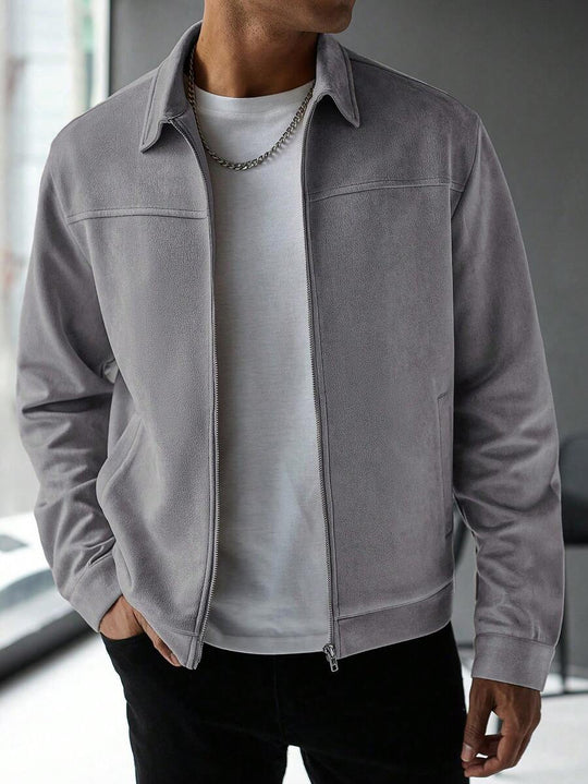 Schlichte Zip Jacke Herren Kragen Übergangsjacke