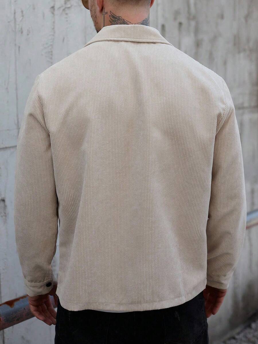 Cord Hemdjacke Herren Shacket Knopfleiste Taschen