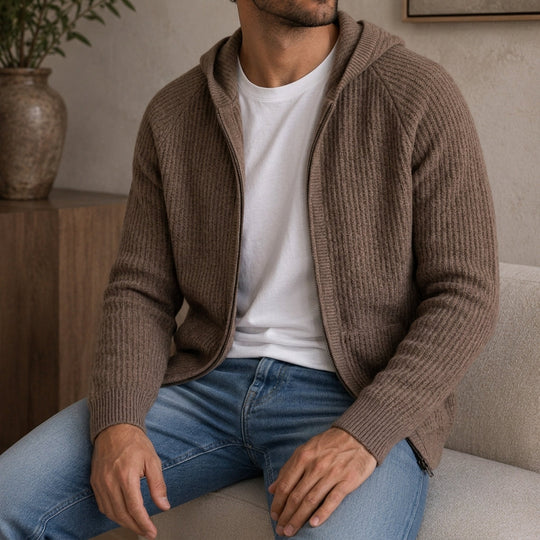 Merino Kapuzenpullover Herren Hoodie Strick Warm Casual