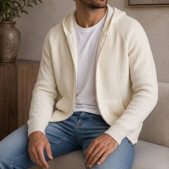 Merino Kapuzenpullover Herren Hoodie Strick Warm Casual