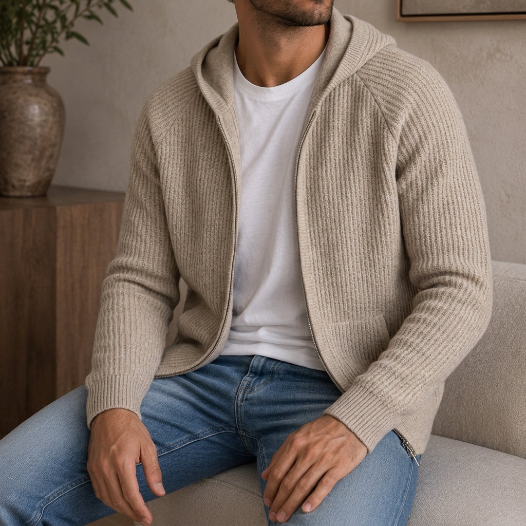 Merino Kapuzenpullover Herren Hoodie Strick Warm Casual