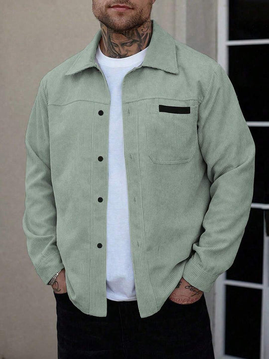 Cord Hemdjacke Herren Shacket Knopfleiste Taschen