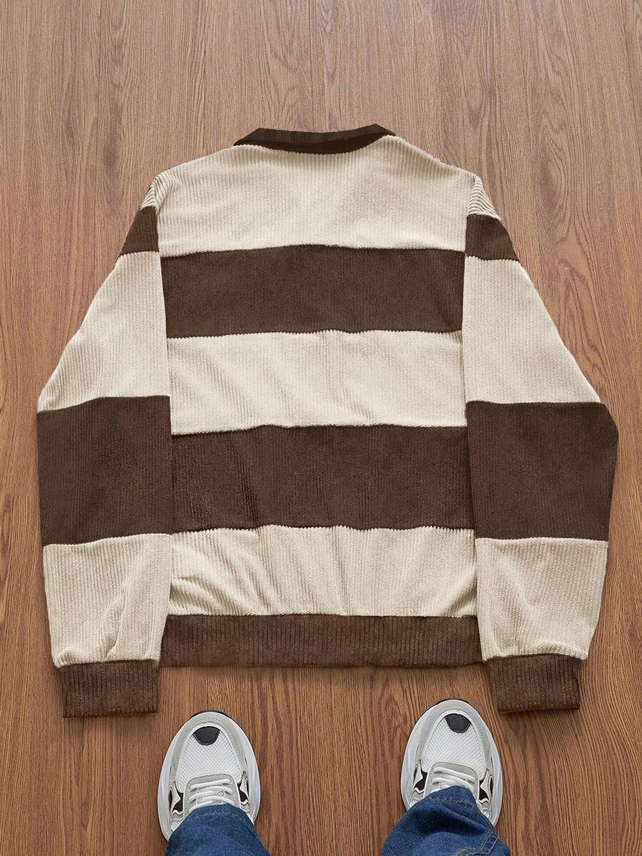 Gestreifter Troyer Pullover Herren Halbzip Strick