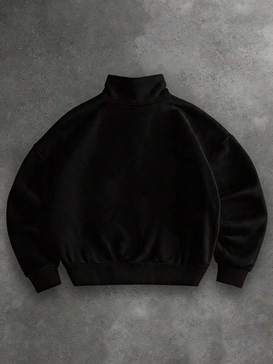Zip Sweatjacke Herren Stehkragen Oversized Strick