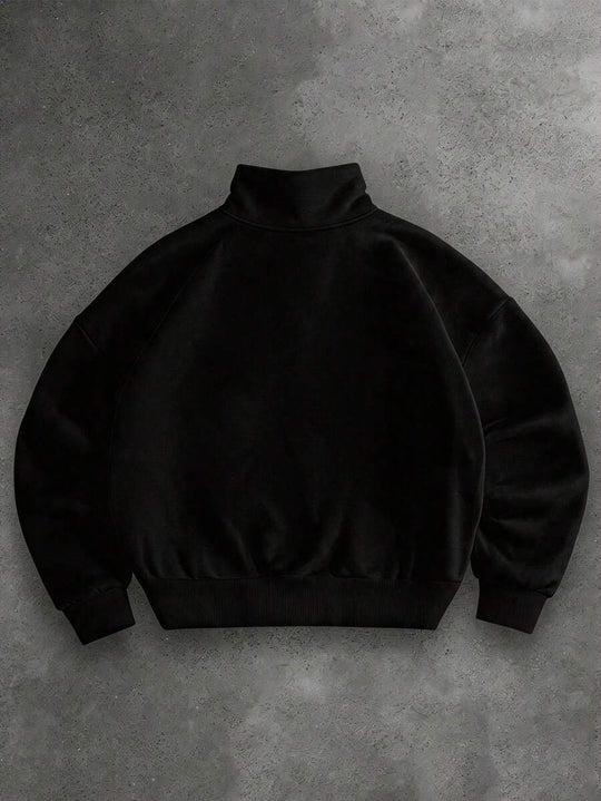 Zip Sweatjacke Herren Stehkragen Oversized Strick