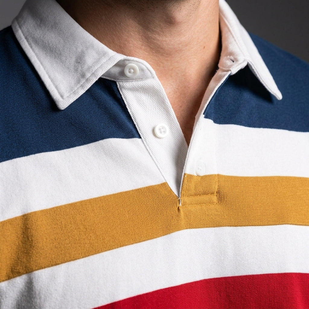 Klassisches Rugby Shirt Herren Baumwolle Langarm Casual