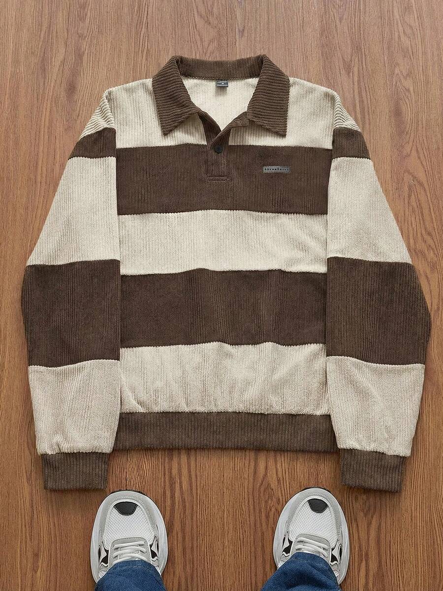Gestreifter Troyer Pullover Herren Halbzip Strick
