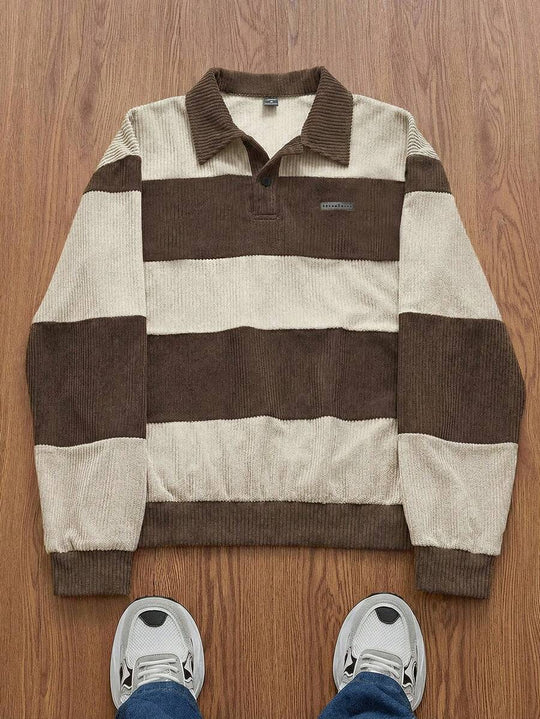 Gestreifter Troyer Pullover Herren Halbzip Strick