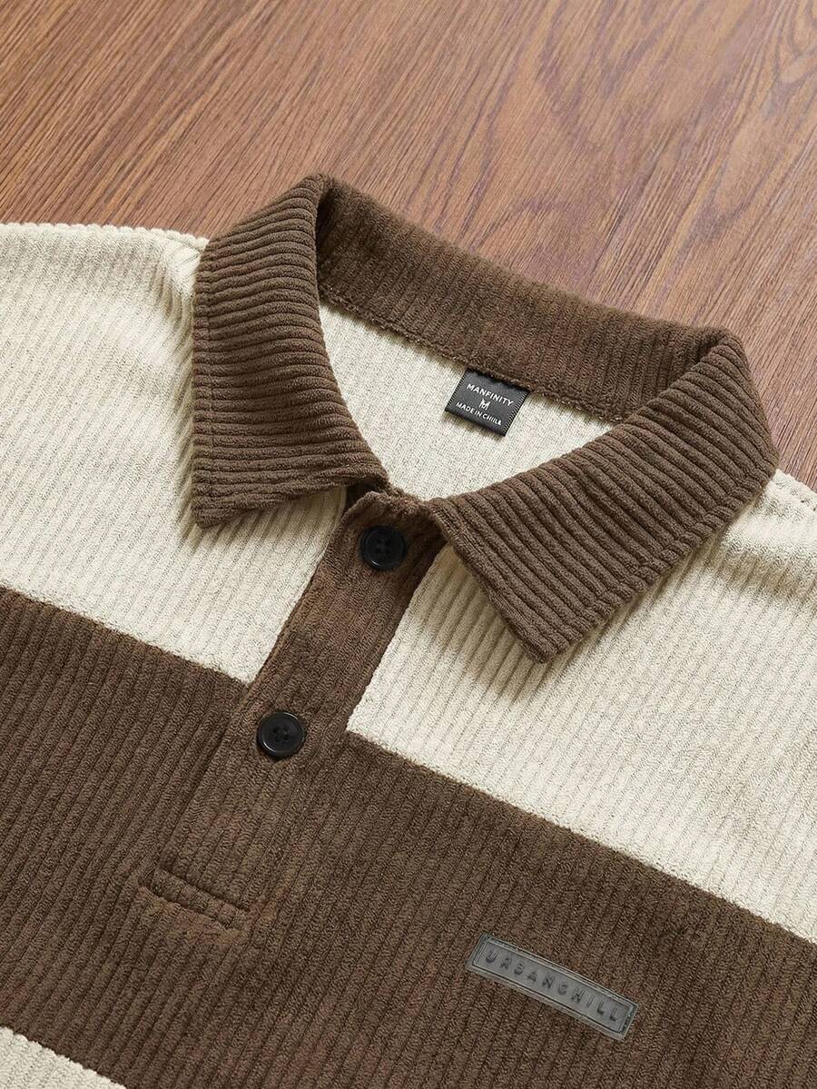 Gestreifter Troyer Pullover Herren Halbzip Strick