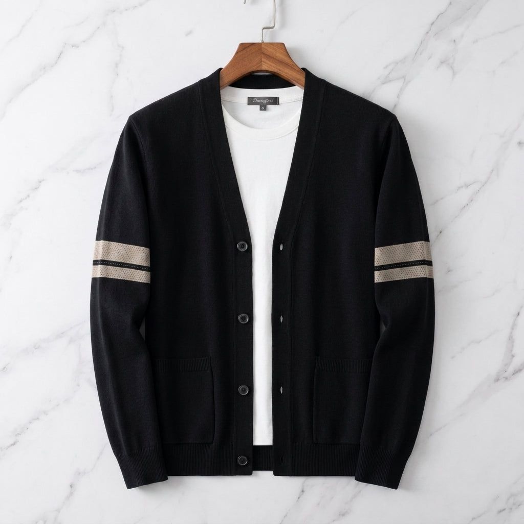 Feinstrick Cardigan Herren Strickjacke Elegant Layering