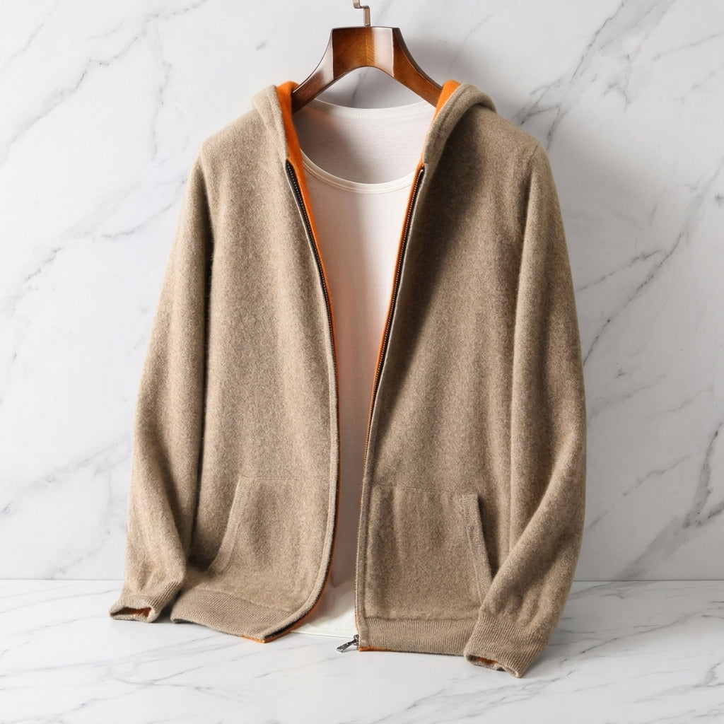 Kaschmir Wende Kapuzenpullover Herren Hoodie Reversibel